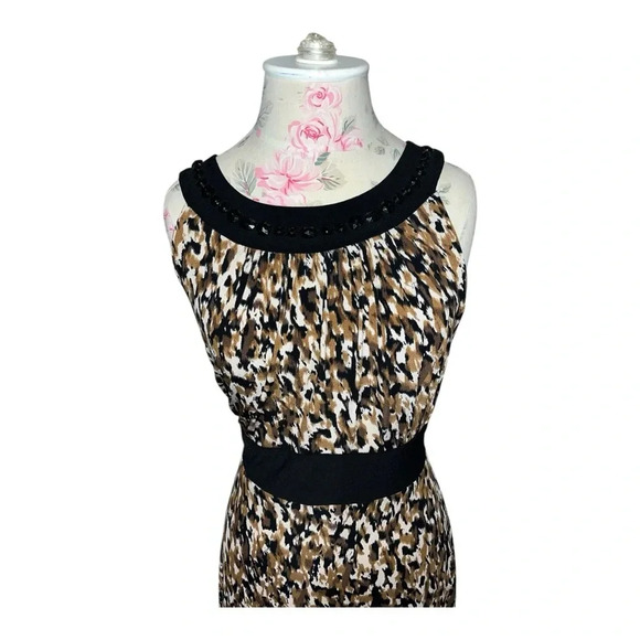 Perceptions New York Jeweled Neck Animal Print Dress Size 14 - Picture 2 of 10